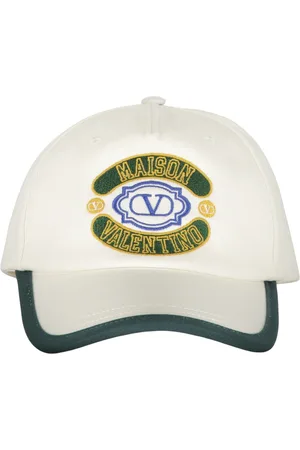VALENTINO Akcesoria, Mężczyzna, Beżowy, 59 CM, Len, Logo Baseball Cap