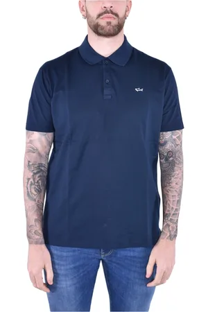 Paul & Shark Koszulki, Mężczyzna, Niebieski, 3XL, Koszulka Polo z Krótkim Rękawem z Bawełny Pique