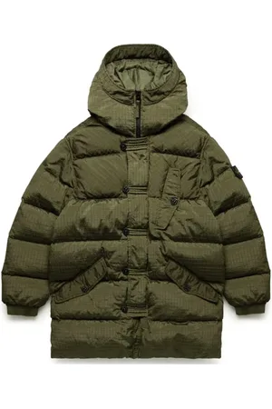 Stone Island Kurtki, Mężczyzna, Zielony, L, Nylon, Metalowa puchowa parka z pikowaniami