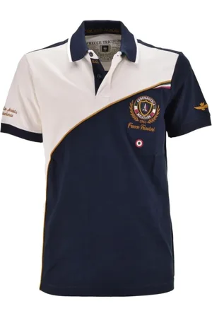 Aeronautica Militare Koszulki, Mężczyzna, Niebieski, M, Polo z krótkim rękawem z ikonicznym orłem