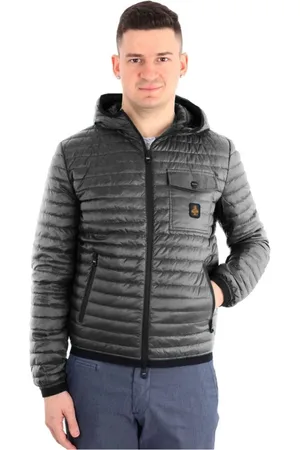RefrigiWear Kurtki, Mężczyzna, Szary, 3XL, Nylon, Szara Kurtka Puchowa z Nylonu