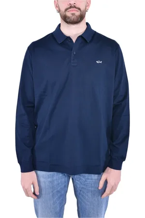 Paul & Shark Koszulki, Mężczyzna, Niebieski, 4XL, Polo z długim rękawem z bawełny