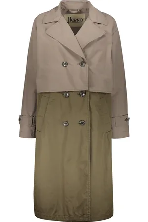 HERNO Płaszcze, Kobieta, Beżowy, M, Klasyczny Płaszcz Trench z Bawełny