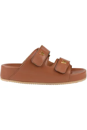 Via Roma Buty, Kobieta, brązowy, 41 EU, Brązowe skórzane sandały z podwójnymi paskami
