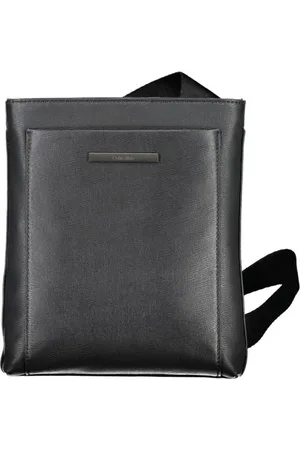 Calvin Klein Torebki, Mężczyzna, Czarny, ONE SIZE, Len, Czarna Eko Torba na Ramię z Logo