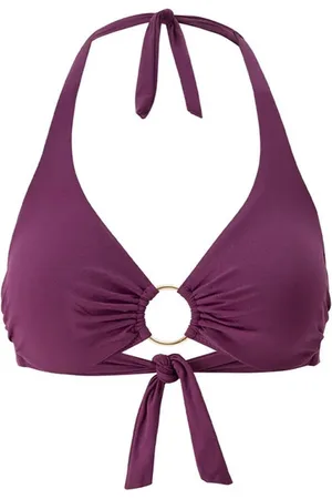 Melissa Odabash Stroje kąpielowe, Kobieta, Czerwony, L, Bordeaux Bikini Top z Złotym Obramowaniem