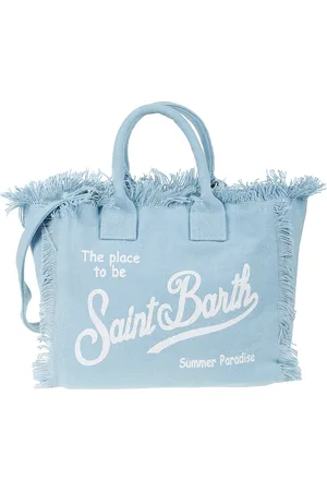 MC2 SAINT BARTH Torebki, Kobieta, Niebieski, ONE SIZE, Torba plażowa z frędzlami i kieszenią