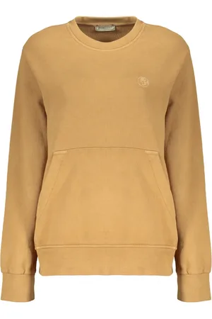 HERNO Bluzy, Kobieta, Żółty, S, Haftowany bawełniany sweter z ściągaczami