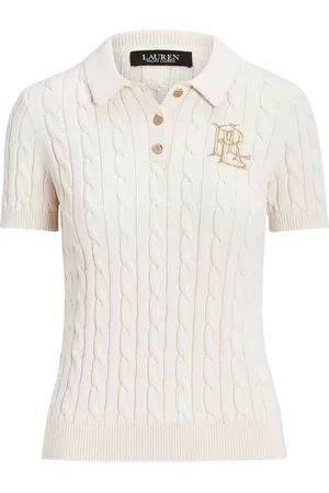 Ralph Lauren Swetry, Kobieta, Biały, S, Natrissa Sweter Z Krótkim Rękawem