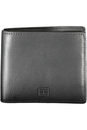 Tommy Hilfiger Akcesoria, Mężczyzna, Czarny, ONE SIZE, Skóra, Czarna Skórzana Portmonetka Męska