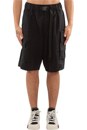Y-3 Szorty, Mężczyzna, Czarny, XL, Czarne Szorty Cargo z Pranego Sztruksu