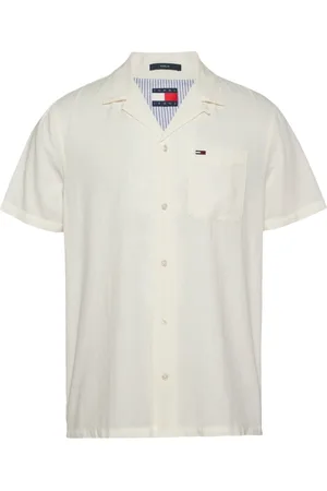 Tommy Hilfiger Koszule, Mężczyzna, Beżowy, M, Len, Elegant Linen Blend Shirt