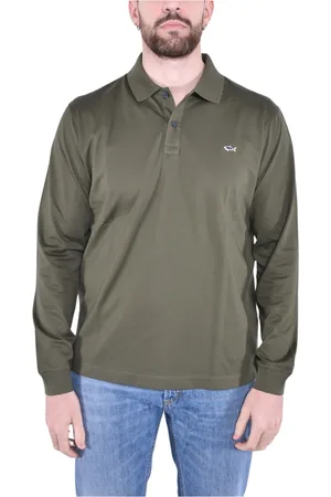 Paul & Shark Koszulki, Mężczyzna, Zielony, 4XL, Polo z długim rękawem z bawełny