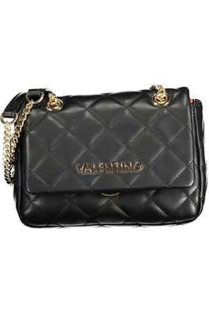Valentino by Mario Valentino Torebki, Kobieta, Czarny, ONE SIZE, Len, Czarna Torba na Ramię z Łańcuchem z Polietylenu