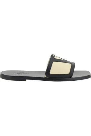 VALENTINO GARAVANI Buty, Mężczyzna, Czarny, 40 EU, Len, Sandały z logo V na lato