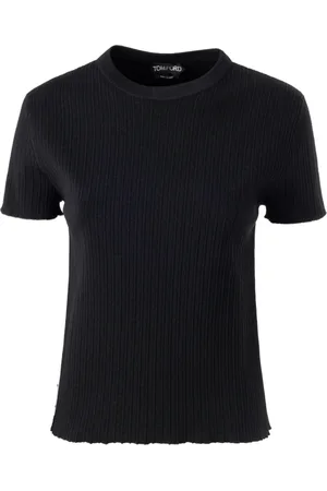 Tom Ford Swetry, Kobieta, Czarny, S, Poliester, Dopasowany Sweter z Żebrem