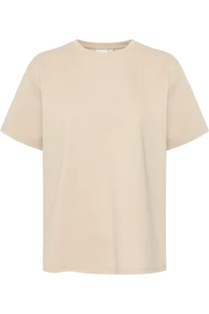 Ichi Koszulki, Kobieta, Beżowy, M, Klasyczny Tee Top & T-Shirt Doeskin