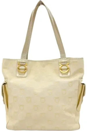 Salvatore Ferragamo Pre-owned, Kobieta, Beżowy, ONE SIZE, Skóra, Pre-owned Canvas totes