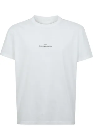 Maison Margiela Koszulki, Mężczyzna, Biały, L, Haftowany T-shirt z okrągłym dekoltem
