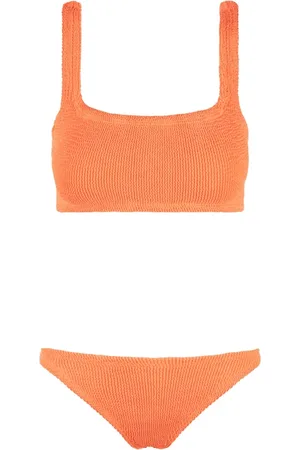 Hunza G Stroje kąpielowe, Kobieta, Pomarańczowy, ONE SIZE, Bikini z Zmarszczonym Materiałem Ss 25