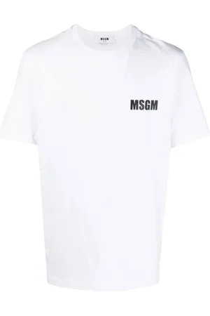 Msgm Koszulki, Mężczyzna, Biały, M, Koszulka z nadrukiem bawełniana biała