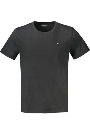 Tommy Hilfiger Koszulki, Mężczyzna, Czarny, L, Czarna Koszulka z Bawełny | Tohi-32885-S