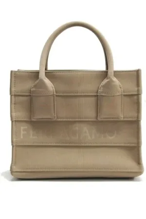 Salvatore Ferragamo Pre-owned, Kobieta, Beżowy, ONE SIZE, Pre-owned Canvas handbags
