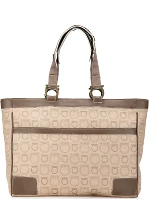 Salvatore Ferragamo Pre-owned, Kobieta, Beżowy, ONE SIZE, Skóra, Pre-owned Canvas totes