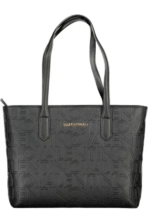 Valentino by Mario Valentino Torebki, Kobieta, Czarny, ONE SIZE, Len, Czarna Torba na Ramię z Zamykaniem na Zamek