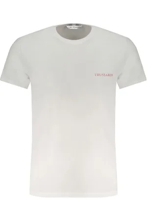 Trussardi Koszulki, Mężczyzna, Biały, L, Bawełniana Koszulka z Nadrukiem Logo