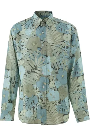 Tom Ford Koszule, Mężczyzna, Niebieski, 2XL, Lekki Niebieski Koszula z Kwiatowym Nadrukiem