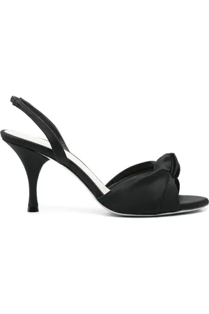 ROBERTO FESTA Buty, Kobieta, Czarny, 37 EU, Czarne Satynowe Slingback Peep Toe Obcasy