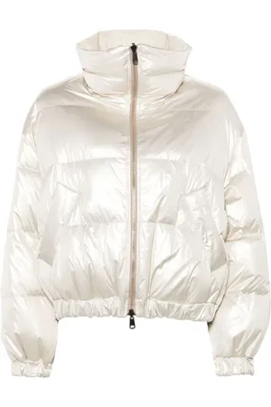 Brunello Cucinelli Kurtki, Kobieta, Biały, S, Iridescent Pikowana Biała Kurtka