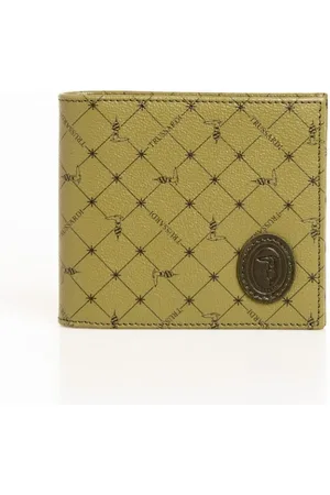 Trussardi Akcesoria, Mężczyzna, Zielony, ONE SIZE, Monogram Skórzany Portfel z lat 70. wzór