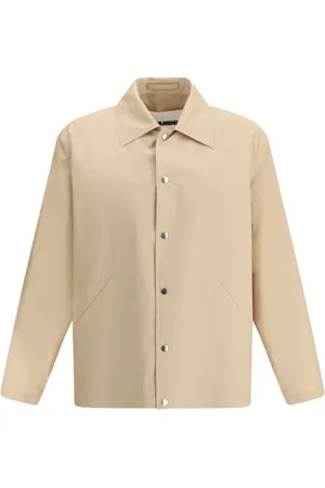 Jil Sander Koszule, Mężczyzna, Beżowy, M, Kurtka z monogramem z bawełny i zatrzaskami