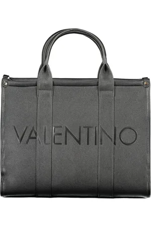 Valentino by Mario Valentino Torebki, Kobieta, Czarny, ONE SIZE, Len, Czarna Torba na Ramię z Polietylenu i Wieloma Paskami