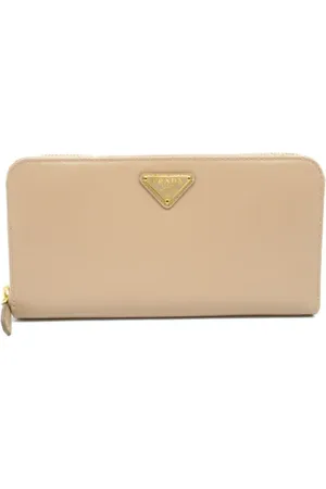 Prada Pre-owned, Kobieta, Beżowy, ONE SIZE, Skóra, Pre-owned skórzane portfele
