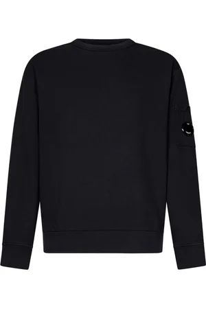 C.P. Company Bluzy, Mężczyzna, Niebieski, XL, Niebieski Sweter z Bawełny z Kieszonką na Zatrzask