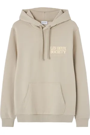 Les Deux Bluzy, Mężczyzna, Beżowy, XL, Beżowy Sweter z Nadrukiem na Plecach