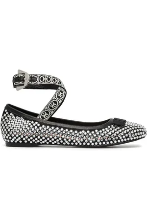 Coccinelle Buty, Kobieta, Czarny, 36 EU, Czarne płaskie buty z detalami plectrum i kamykami