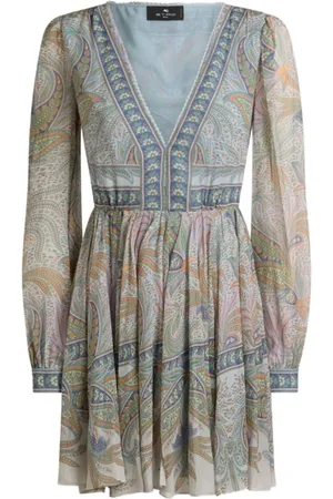 Etro Sukienki, Kobieta, Wielobarwność, S, Jedwabna sukienka z nadrukiem Paisley Foliage