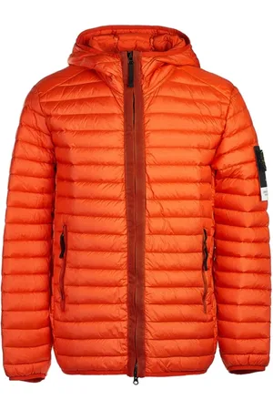 Stone Island Kurtki, Mężczyzna, Pomarańczowy, M, Nylon, Kurtka nylonowa z ociepleniem z kaczego puchu i zamkiem