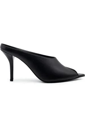 Gia Borghini Buty, Kobieta, Czarny, 40 EU, Czarne skórzane sandały z obcasem 85mm