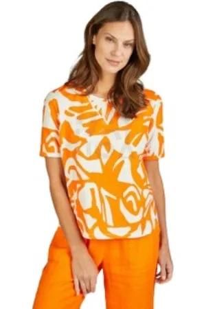 Rabe Koszulki, Kobieta, Pomarańczowy, XL, Stylowy T-shirt