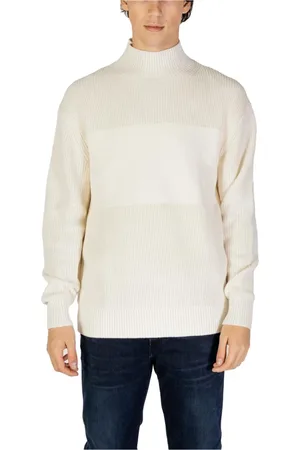 Calvin Klein Swetry, Mężczyzna, Biały, L, Biała Sweter Sweter z golfem