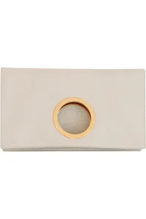 Aldo tramontano Torebki, Kobieta, Biały, ONE SIZE, Ivory Cocco Skórzana Torba Oblò
