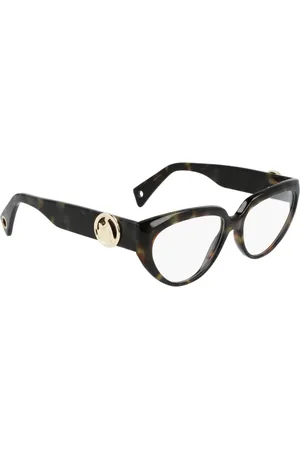 Lanvin Akcesoria, Kobieta, Zielony, ONE SIZE, Skóra, Okulary Cateye Wzór Skóra Żółwia