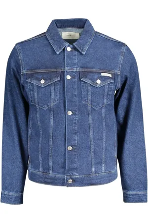 Calvin Klein Kurtki, Mężczyzna, Niebieski, S, Bawełna, Niebieska kurtka dżinsowa