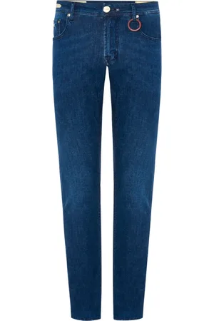 sartoria tramarossa Jeansy, Mężczyzna, Niebieski, W32, Denim, Niebieskie Jeansyy Regular Slim Fit