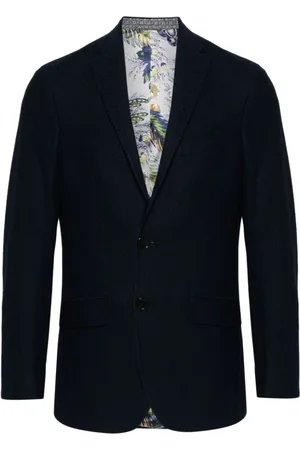 Etro Kurtki, Mężczyzna, Niebieski, XL, Len, Niebieski Blezer z Geometrycznym Motywem